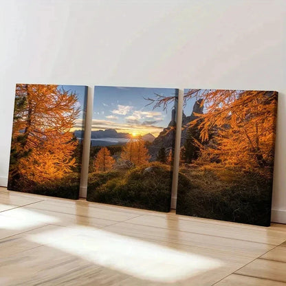 3pcs Natural Landscape Art Mountain Woods Sunset Wall Art Set Canvas Framed 40x60cm - High Quality Print 100% Australian Made Wall Canvas Ready to Hang