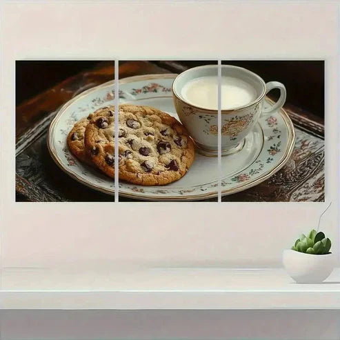 3pcs Milk and Cookies Wall Art Set Canvas Unframed – High Quality Print, 100% Australian Made Wall Canvas