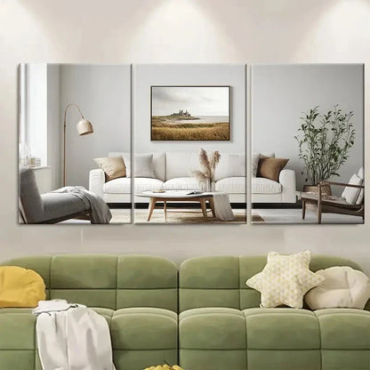 3pcs Holy Island Coastal Landscape Metal Print Ready to Hang Art