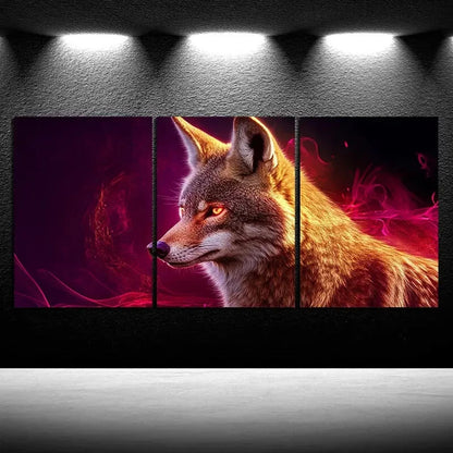 3pcs A Beautiful Coyote Stunning Golden Eyes Metal Print Ready to Hang Art