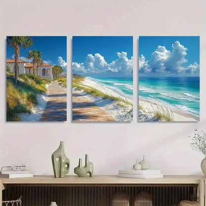3pcs Alys Beach & Rosemary Beach Scenery Perfect Wall Art Set Canvas Framed 40x60cm - High Quality Print 100% Australian Made Wall Canvas Ready to Hang