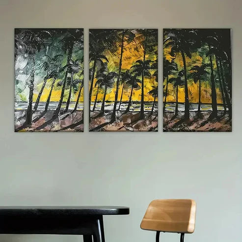 3pcs Colorful abstract island forest Wall Art Set Canvas Unframed - High Quality Print 100% Australian Made Wall Canvas