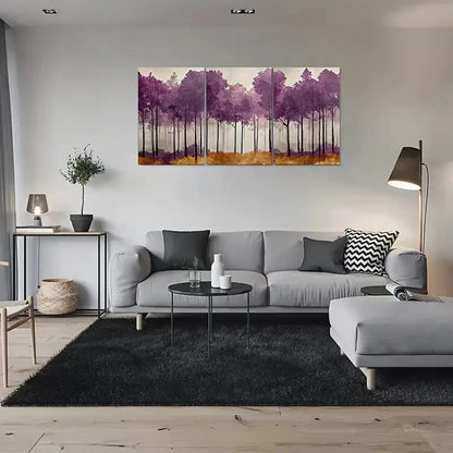 3pcs Abstract Purple Forest Deco Metal Print Ready to Hang Art