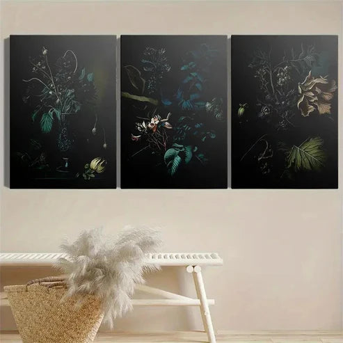 3pcs Dark Jungle Monstera Gothic Wall Art Set Canvas Unframed - High Quality Print 100% Australian Made Wall Canvas