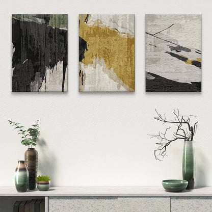 3pcs Modern Abstract Minimalist Textured Paint Wall Art Set Canvas Framed 50x70cm - High Quality Print 100% Australian Made Wall Canvas Ready to Hang