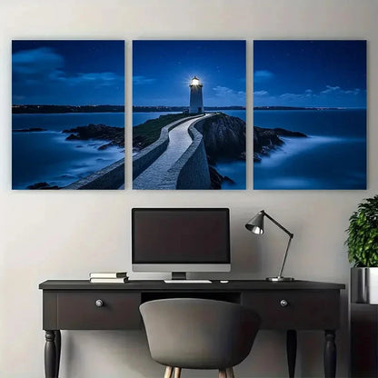 3pcs Coastal Scene Lighthouse Décor Perfect Wall Art Set Canvas Framed 40x60cm - High Quality Print 100% Australian Made Wall Canvas Ready to Hang