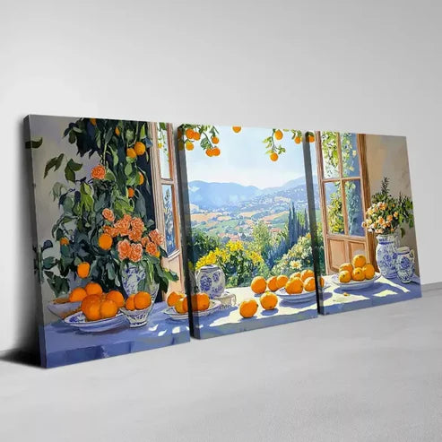 3pcs Peaceful Floral & Botanical Mountain View Wall Art Set Canvas Framed 60x90cm - High Quality Print 100% Australian Made Wall Canvas Ready to Hang