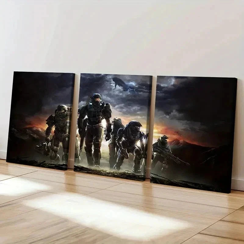 3pcs Halo-Inspired Fantasy Decorative Prints Wall Art Set Canvas Framed 40x60cm - High Quality Print 100% Australian Made Wall Canvas Ready to Hang