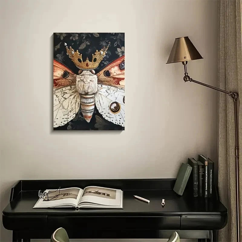 Regal Crown Moth with Intricate Painting 40x60cm Metal Print Ready to Hang