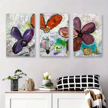 3pcs Colorful Bold Brushstrokes Metal Print Ready to Hang Art