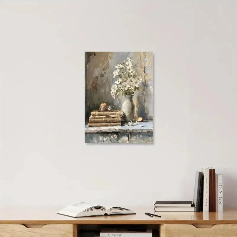 Beautiful Vintage Botanical Floral Vase Painting 40x60cm Metal Print Ready to Hang