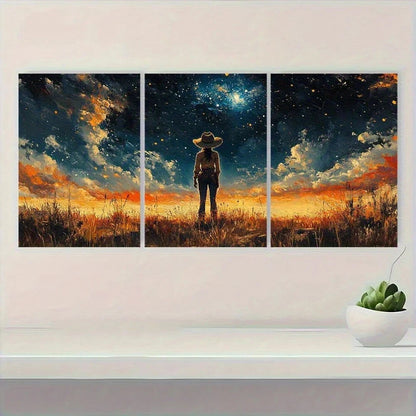 3pcs Vintage Western Cowboy Cowgirl Metal Print Ready to Hang Art