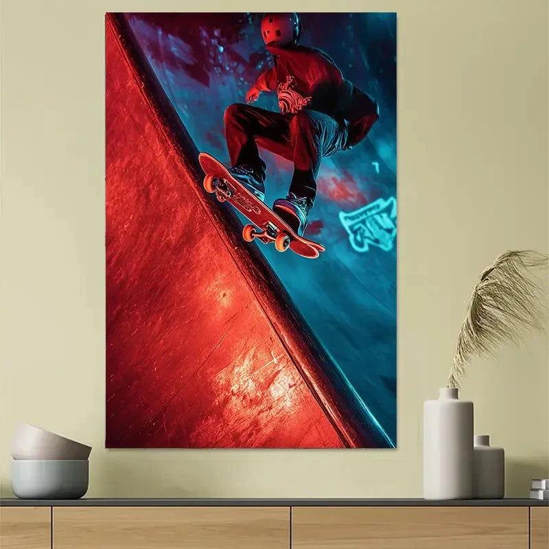 Extreme Skateboarding Street Art Poster 40x60cm Metal Print Ready to Hang