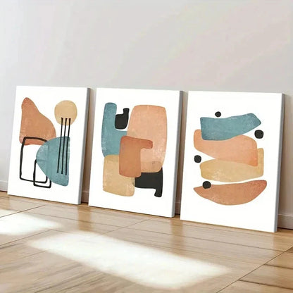3pcs Abstract Modern Geometric Decoration Wall Art Set Canvas Framed 40x60cm - High Quality Print 100% Australian Made Wall Canvas Ready to Hang