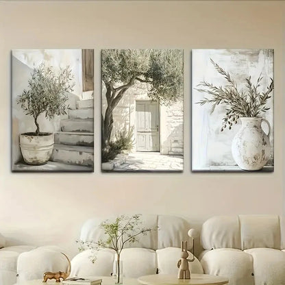 3pcs Home Garden Oil Painting Set Metal Print Ready to Hang Art