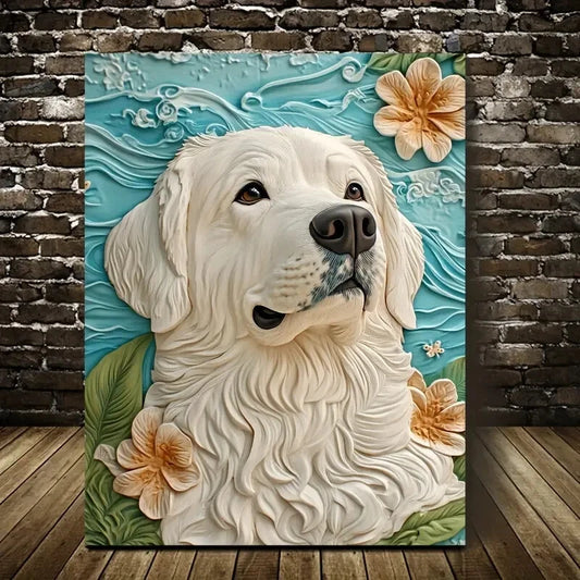 Featuring a Great Pyrenees Design Painting 40x60cm Metal Print Ready to Hang