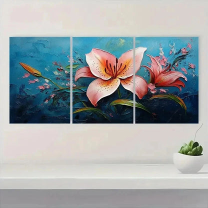 3pcs Original Lily Flower Floral Perfect Wall Art Set Canvas Framed 60x90cm - High Quality Print 100% Australian Made Wall Canvas Ready to Hang