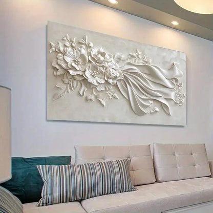 Floral Relief Texture Tasteless Wall Art Canvas Office Home Room Framed 120x60cm