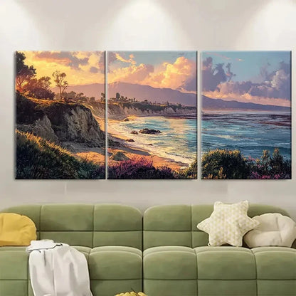 3pcs Carpinteria Bluffs California Scenic Metal Print Ready to Hang Art
