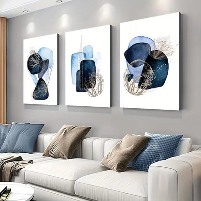 3pcs Abstract Ink Geometry Wall Art Set Canvas Framed 50x70cm High Quality Print 100% Australian Made Wall Canvas Ready to Hang