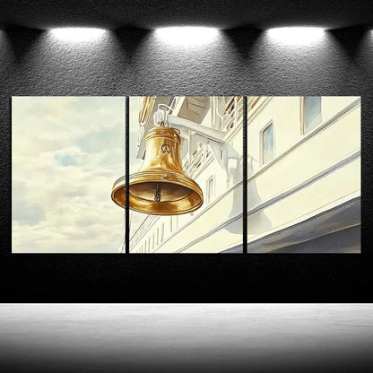 3pcs A Corner of The Ship Big Bell Metal Print Ready to Hang Art