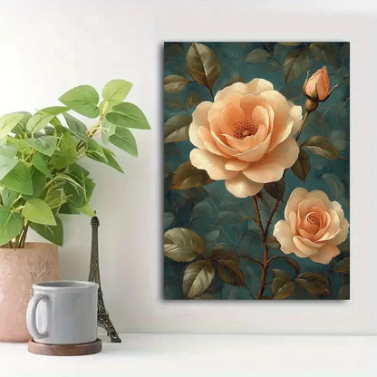 Beautiful Elegant Cream Blooms & Lush Green 40x60cm Metal Print Ready to Hang