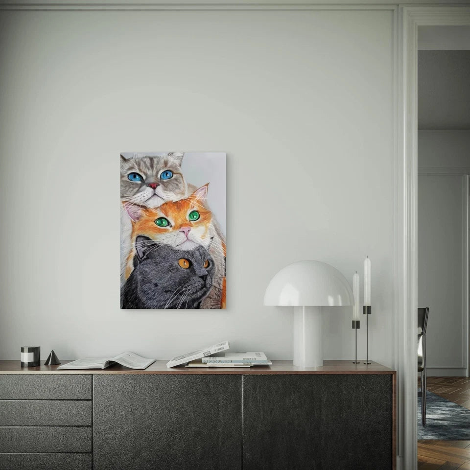 Cute Cat Trio Metal Print Ready to Hang