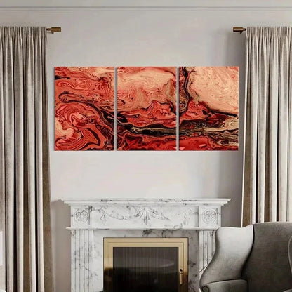 3pcs Abstract Red Marble Texture Wall Art Set Canvas Framed 40x60cm - High Quality Print 100% Australian Made Wall Canvas Ready to Hang