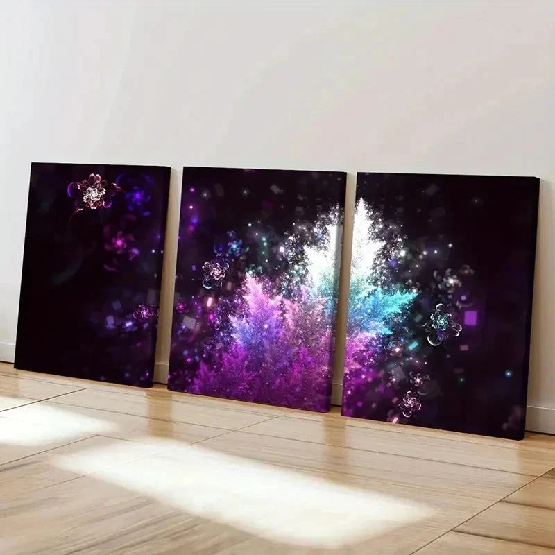 3pcs Fantasy Colorful Leaves Abstract Aesthetic Wall Art Set Canvas Framed 40x60cm - High Quality Print 100% Australian Made Wall Canvas Ready to Hang