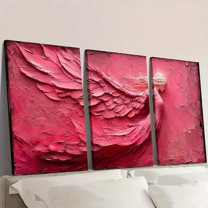 3pcs Pink & Red Textured Wall Art Canvas Unframed - High Quality Print 100% Australian Made Wall Canvas
