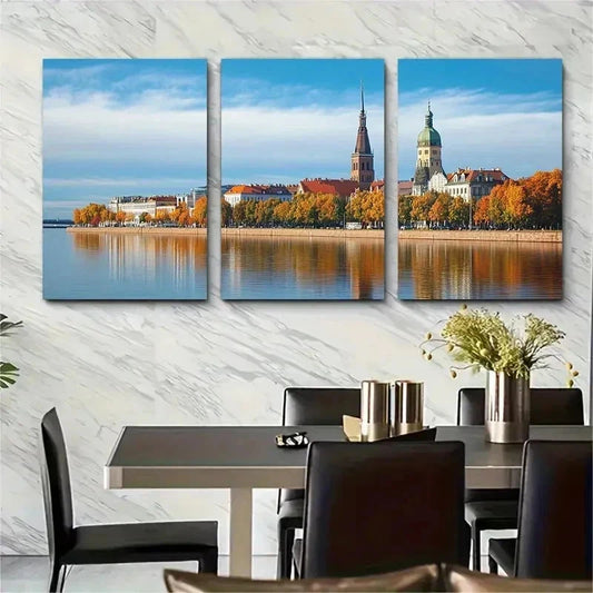 3pcs Minimalist Baltic Cityscape Decor Perfect Wall Art Set Canvas Framed 50x70cm - High Quality Print 100% Australian Made Wall Canvas Ready to Hang