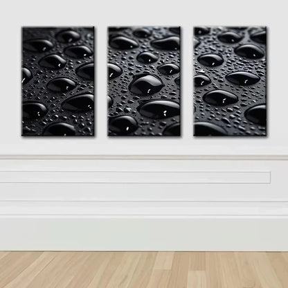 3pcs Black background Water Drop Metal Print Ready to Hang Art