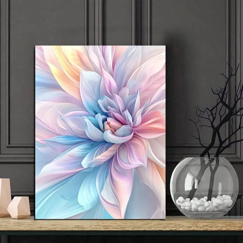 Piece Featuring an Abstract Flower Beautiful Painting 40x60cm Metal Print Ready to Hang