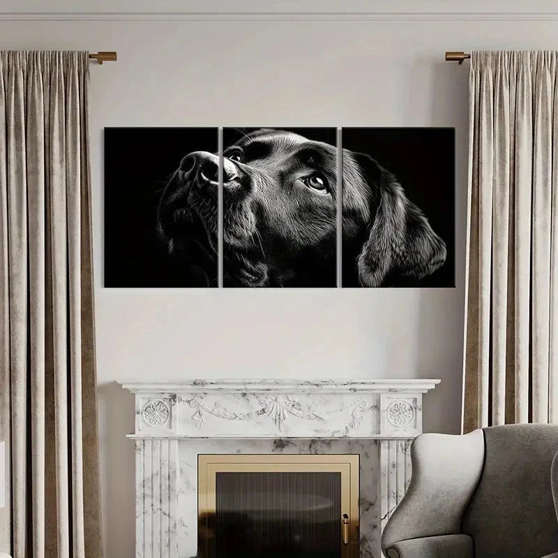3pcs Black Labrador Retriever Art Decor Wall Art Set Canvas Framed 60x90cm - High Quality Print 100% Australian Made Wall Canvas Ready to Hang