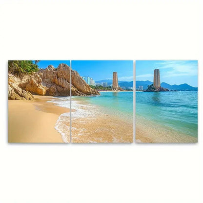 3pcs Acapulco Vibrant Beach Scenes RI Wall Art Set Canvas Framed 50x70cm - High Quality Print 100% Australian Made Wall Canvas Ready to Hang