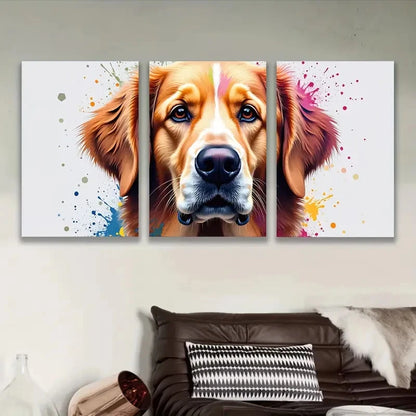 3pcs Golden Retriever Dog Wall Art Set Canvas Framed 60x90cm - High Quality Print 100% Australian Made Wall Canvas Ready to Hang