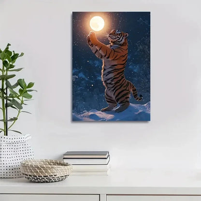 Realistic Scene of Tiger Dancing Under Sun 40x60cm Metal Print Ready to Hang