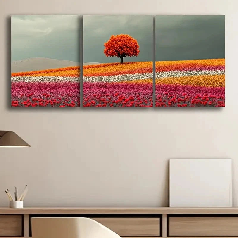3pcs Colorful Rose Garden & Orange Wall Art Set Canvas Framed 40x60cm - High Quality Print 100% Australian Made Wall Canvas Ready to Hang