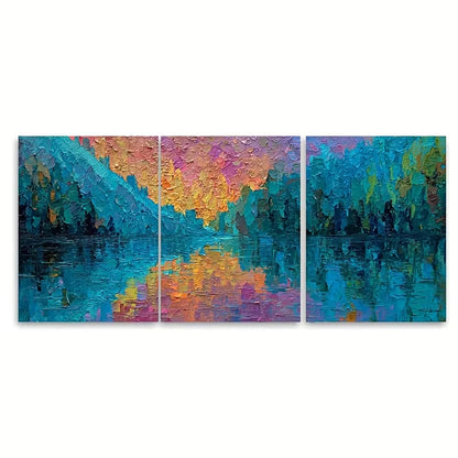3pcs Impressionist cRiver Reflection Metal Print Ready to Hang Art