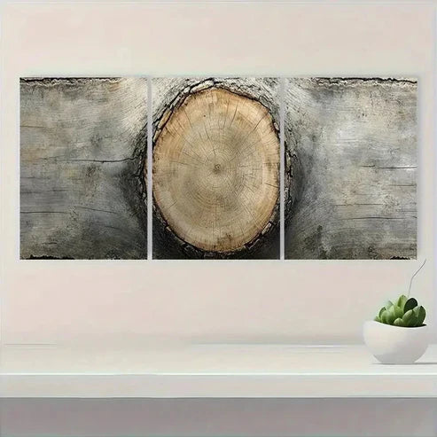 3pcs Oak Wood Forest Tree Ring Wall Art Canvas Unframed - High Quality Print 100% Australian Made Wall Canvas