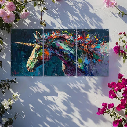 3pcs Sparkling Horns Charming Unicorn Metal Print Ready to Hang Art