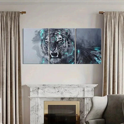 3pcs Tiger Ink Style Art Painting Wall Art Set Canvas Framed 40x60cm - High Quality Print 100% Australian Made Wall Canvas Ready to Hang