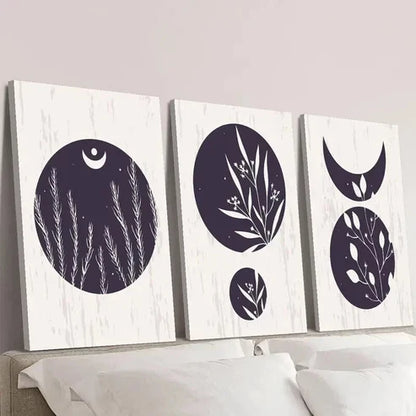 3pcs Modern Abstract Moon Leaves Decoration Wall Art Canvas Unframed - High Quality Print 100% Australian Made Wall Canvas