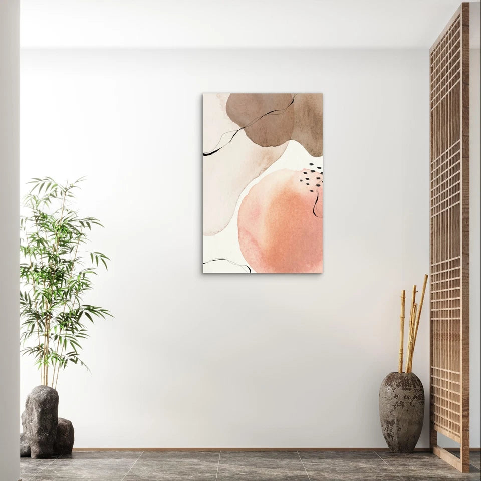 Neutral Watercolour Abstract Shapes and Ink 40x60cm Metal Print Ready to Hang