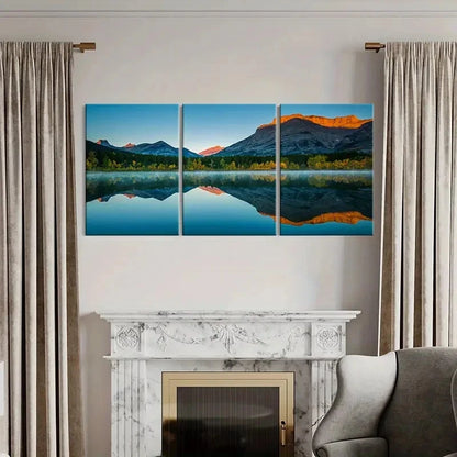 3pcs Lake Mountain Modern Landscape Wall Art Set Canvas Framed 40x60cm - High Quality Print 100% Australian Made Wall Canvas Ready to Hang
