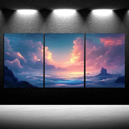 3pcs Featuring Beautiful Designs Under The Code Metal Print Ready to Hang Art