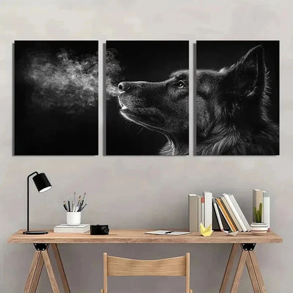 3pcs Black & White German Shepherd Dog Wall Art Set Canvas Framed 40x60cm - High Quality Print 100% Australian Made Wall Canvas Ready to Hang