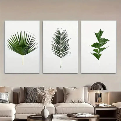 3pcs Tropical Palm Green Leaf Botanical Metal Print Ready to Hang Art