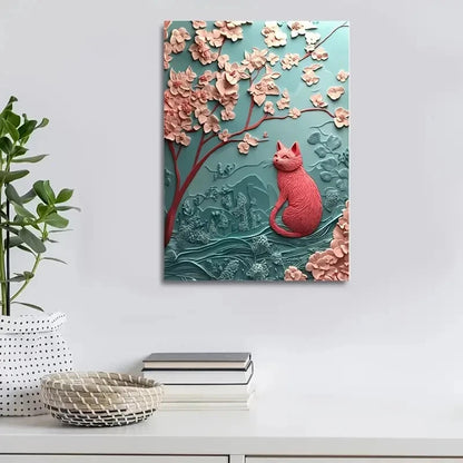 Kitty in a Forest by Clockworkkite Heart Blossoms 40x60cm Metal Print Ready to Hang