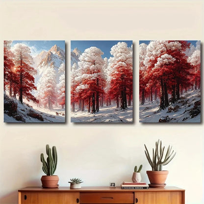 3pcs Sunlight Snow Crystal White Frost Metal Print Ready to Hang Art